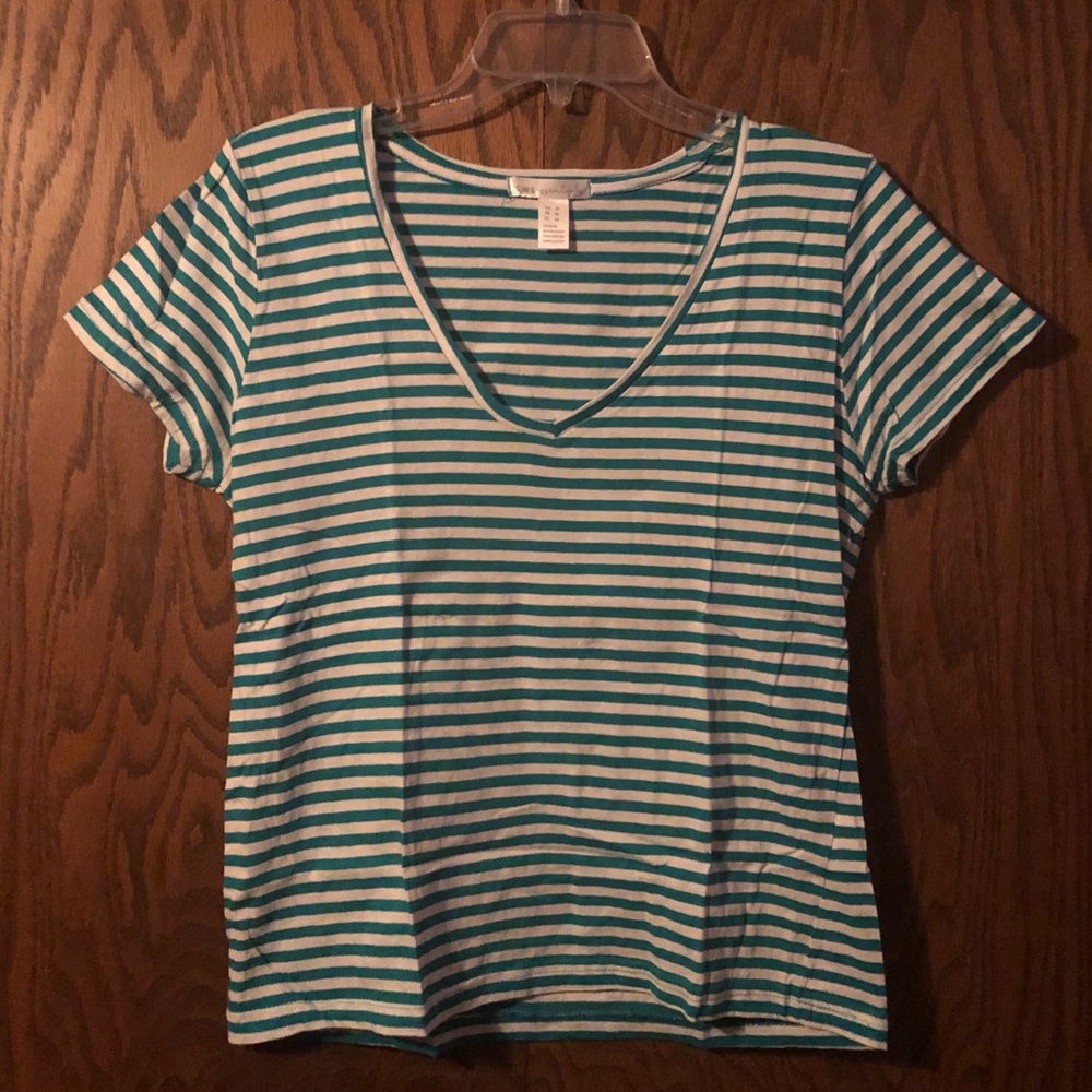 Streetwear Society Women’s Aqua & White Striped Tee
